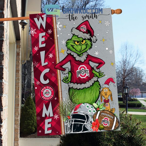 Ohio State Buckeyes NCAA Grinch Football Welcome Christmas House Garden Flag