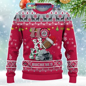 Ohio State Buckeyes NCAA Ho Ho Ho Snow Christmas Personalized Ugly Sweater
