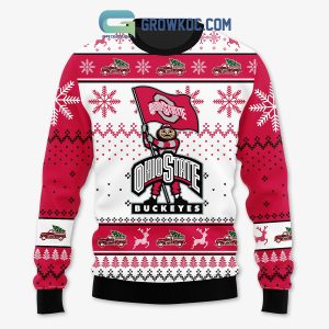 Ohio State Buckeyes Santa Would Never Wear Blue Christmas Ugly Sweater