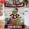Oklahoma State Cowboys Grinch Football Merry Christmas Light Personalized Fleece Blanket Quilt