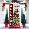 Oklahoma State Cowboys Grinch Football Welcome Christmas Personalized Decor Door Cover