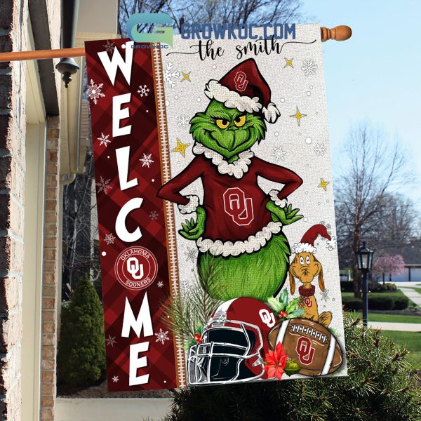 Oklahoma Sooners NCAA Grinch Football Welcome Christmas House Garden Flag