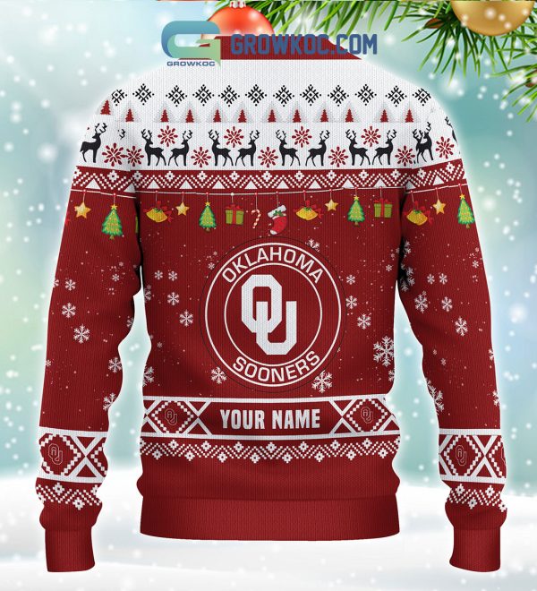 Oklahoma Sooners NCAA Ho Ho Ho Snow Christmas Personalized Ugly Sweater