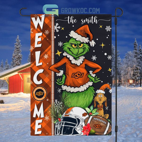 Oklahoma State Cowboys NCAA Grinch Football Welcome Christmas House Garden Flag