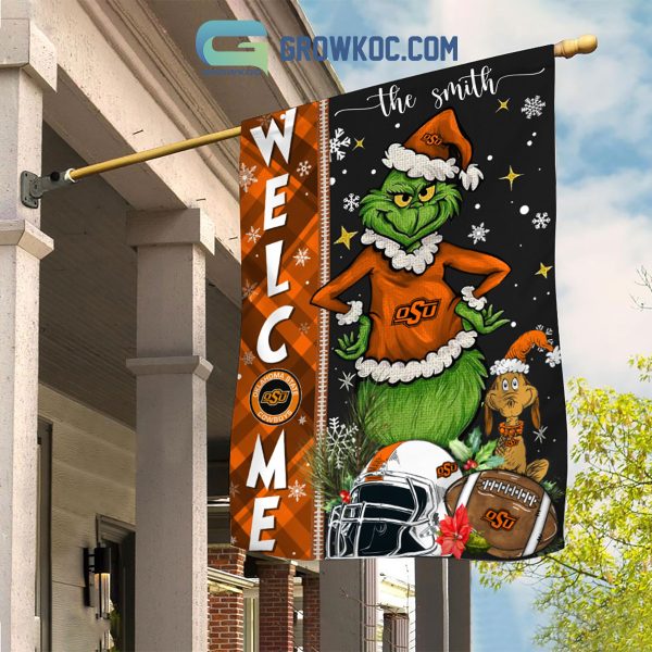 Oklahoma State Cowboys NCAA Grinch Football Welcome Christmas House Garden Flag