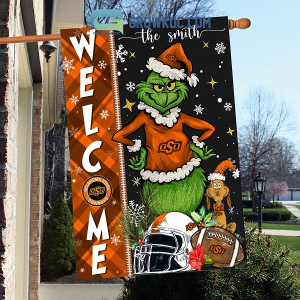 Oklahoma State Cowboys NCAA Grinch Football Welcome Christmas House Garden Flag