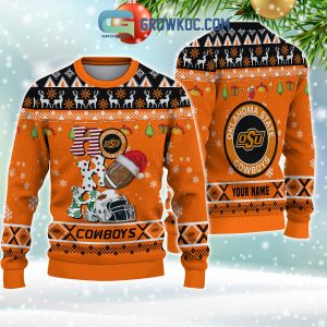 Oklahoma State Cowboys NCAA Ho Ho Ho Snow Christmas Personalized Ugly Sweater