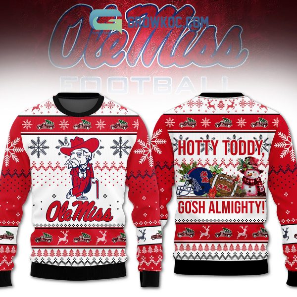 Ole Miss Rebels Hotty Toddy Gosh Almighty Snowman University of Mississippi Christmas Ugly Sweater