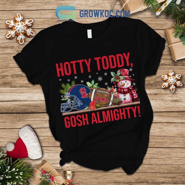 Ole Miss Rebels Hotty Toddy Gosh Almighty Snowman University of Mississippi Christmas Winter Holiday Fleece Pajama Sets Black Design