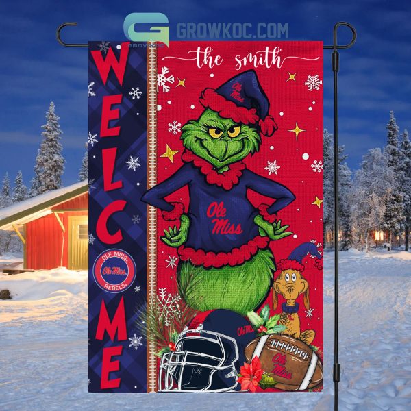 Ole Miss Rebels NCAA Grinch Football Welcome Christmas House Garden Flag