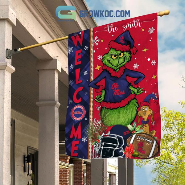 Ole Miss Rebels NCAA Grinch Football Welcome Christmas House Garden Flag