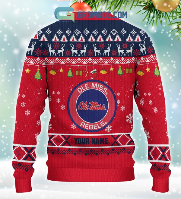 Ole Miss Rebels NCAA Ho Ho Ho Snow Christmas Personalized Ugly Sweater