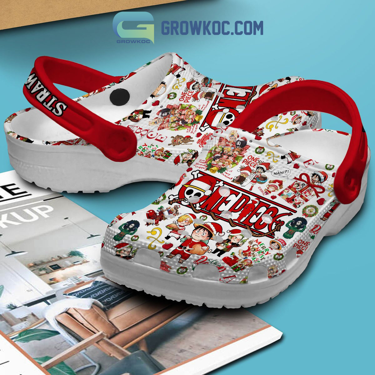 One Piece Straw Hat Pirates Merry Christmas Clogs Crocs - Growkoc