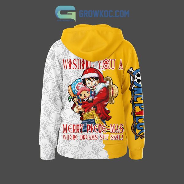 One Piece Wishing You A Merry Piecemas Wher Dreams Set Sail Anime Luffy Christmas Winter Holiday Custom Name Personalized Zip Hoodie