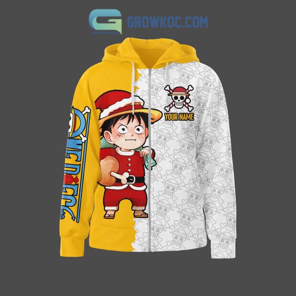 One Piece Wishing You A Merry Piecemas Wher Dreams Set Sail Anime Luffy Christmas Winter Holiday Custom Name Personalized Zip Hoodie