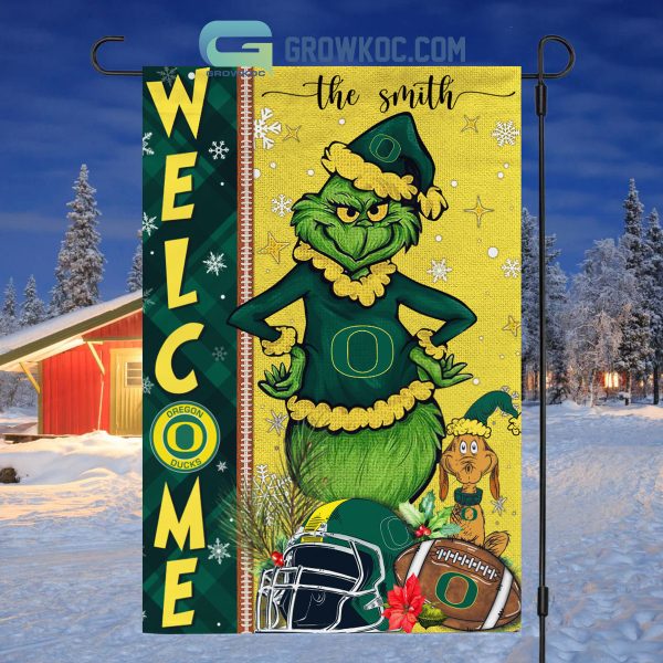 Oregon Ducks NCAA Grinch Football Welcome Christmas House Garden Flag
