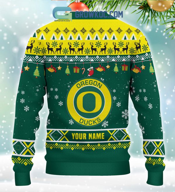 Oregon Ducks NCAA Ho Ho Ho Snow Christmas Personalized Ugly Sweater