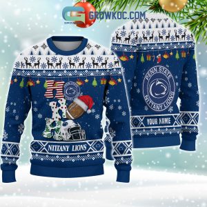 Penn State Nittany Lions NCAA Ho Ho Ho Snow Christmas Personalized Ugly Sweater