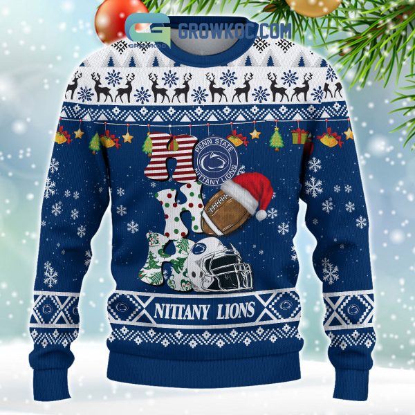 Penn State Nittany Lions NCAA Ho Ho Ho Snow Christmas Personalized Ugly Sweater