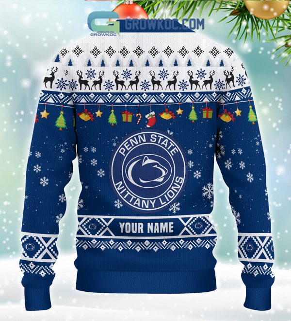 Penn State Nittany Lions NCAA Ho Ho Ho Snow Christmas Personalized Ugly Sweater