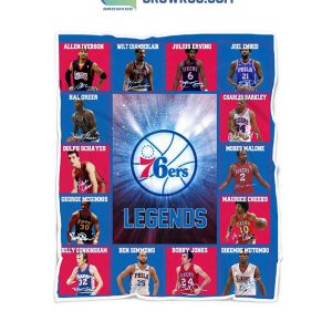 Philadelphia 76ers Sixers Legends NBA Team Fleece Blanket Quilt