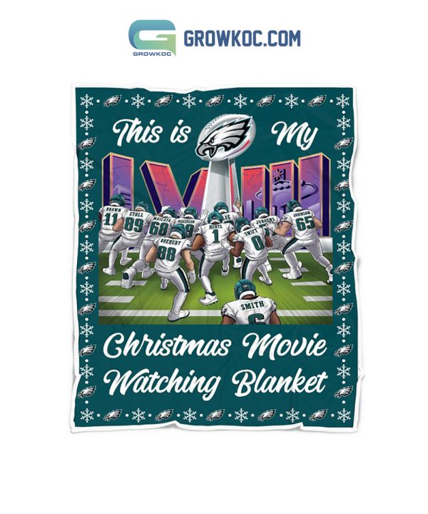 Philadelphia Eagles Jason Kelce This Is My Christmas Movie And Watching Blanket Fleece NFL Team