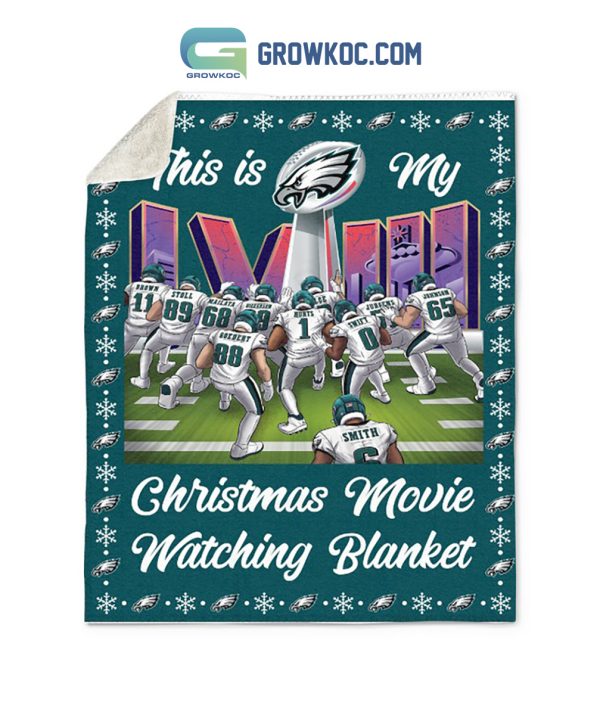 Philadelphia Eagles Jason Kelce This Is My Christmas Movie And Watching Blanket Fleece NFL Team
