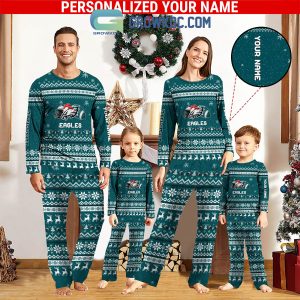 Philadelphia Eagles NFL Team Family Custom Name Christmas Fleece Pajamas Set Holidays Winter
