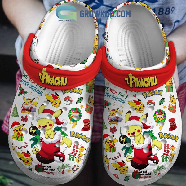 Pikachu Pokemon We Wish You A Merry Christmas Clogs Crocs