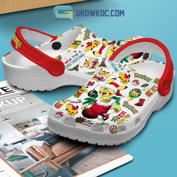 Pikachu Pokemon We Wish You A Merry Christmas Clogs Crocs