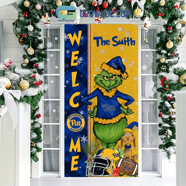 Pittsburgh Panthers Grinch Football Welcome Christmas Personalized Decor Door Cover