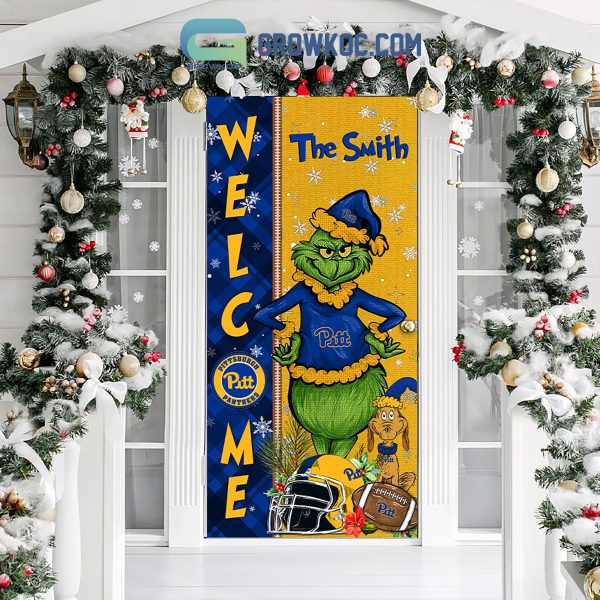 Pittsburgh Panthers Grinch Football Welcome Christmas Personalized Decor Door Cover