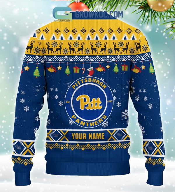 Pittsburgh Panthers NCAA Ho Ho Ho Snow Christmas Personalized Ugly Sweater