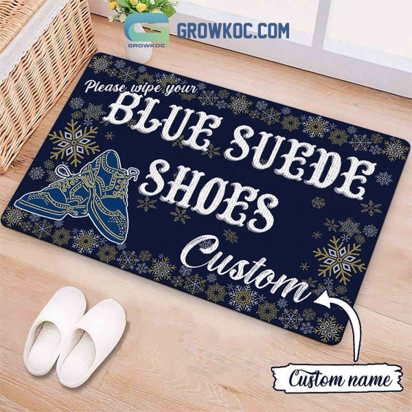 Please Wipe Your Blue Suede Shoes Personalized Doormat