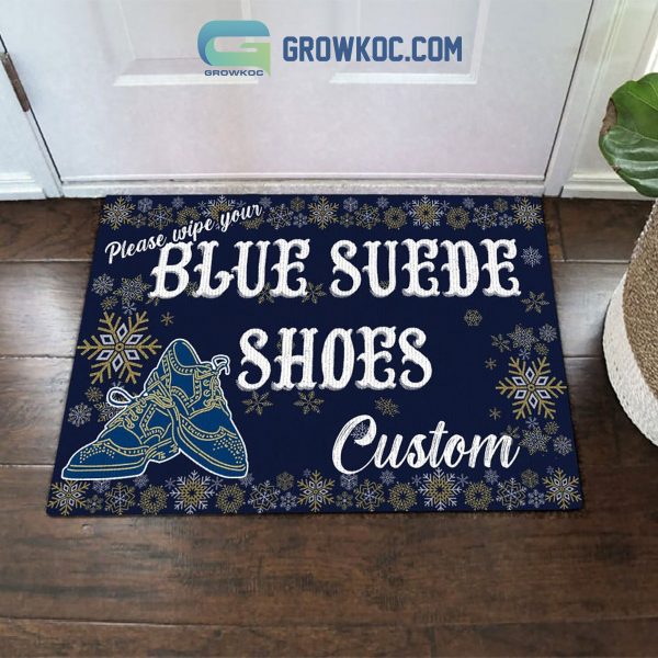 Please Wipe Your Blue Suede Shoes Personalized Doormat