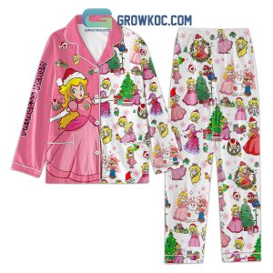 Princess Peach Pink Design Happy X Mas Pajamas Set