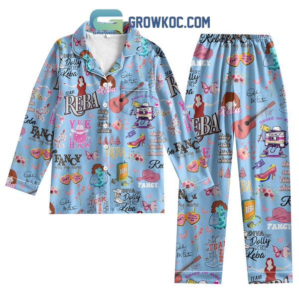 Reba McEntire Blue Edition Fancy Like Reba Silk Pajamas Set Diva Like Dolly Rebel Like Reba