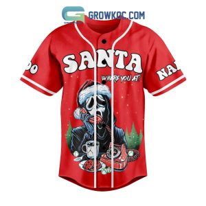 Santa Where You At Jingle Bell Time Is A Slay Time Horror Movies Personalized Baseball Jersey