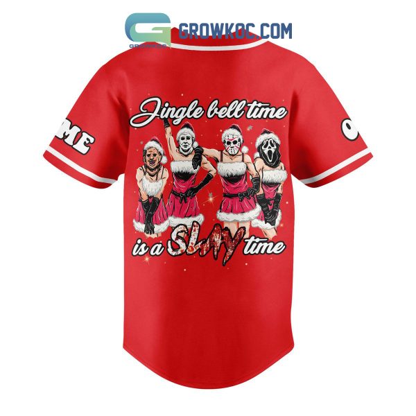 Santa Where You At Jingle Bell Time Is A Slay Time Horror Movies Personalized Baseball Jersey