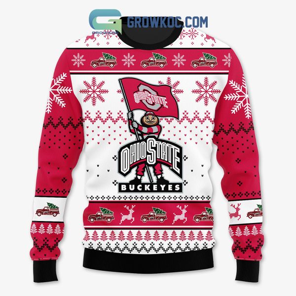 Santa Would Never Wear Blue NFL Team Ohio State Buckeyes Christmas Ugly Sweaters