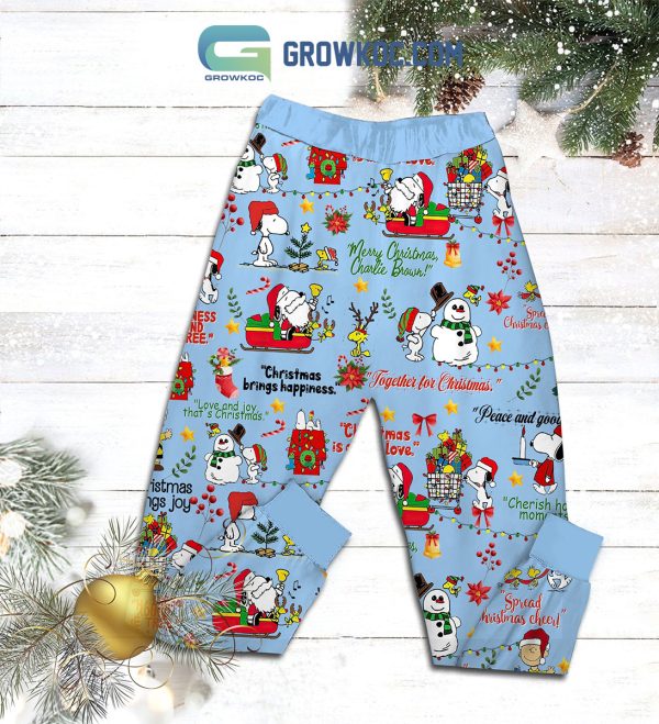 Snoopy At The Christmas Party Happy Holiday Fleece Pajamas Set