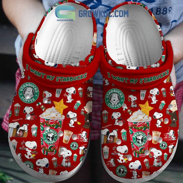 Snoopy I Want My Starbucks Clogs Crocs