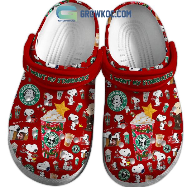 Snoopy I Want My Starbucks Clogs Crocs