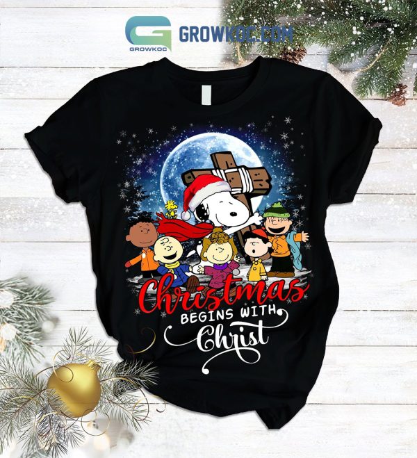 Snoopy Peanuts Christmas Begins With Christ Pajamas Set