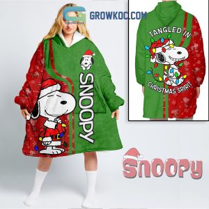 Snoopy Tangled In Christmas Spirit Pocket Christmas Costume Oodie Hoodie Blanket