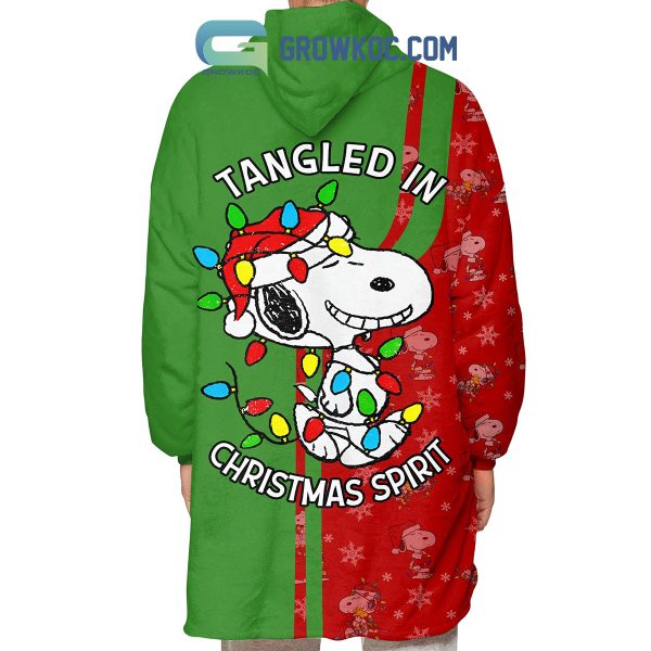 Snoopy Tangled In Christmas Spirit Pocket Christmas Costume Oodie Hoodie Blanket