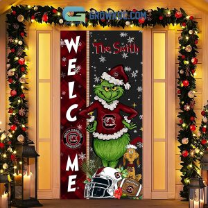 South Carolina Gamecocks Grinch Football Welcome Christmas Personalized Decor Door Cover