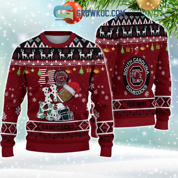 South Carolina Gamecocks NCAA Ho Ho Ho Snow Christmas Personalized Ugly Sweater