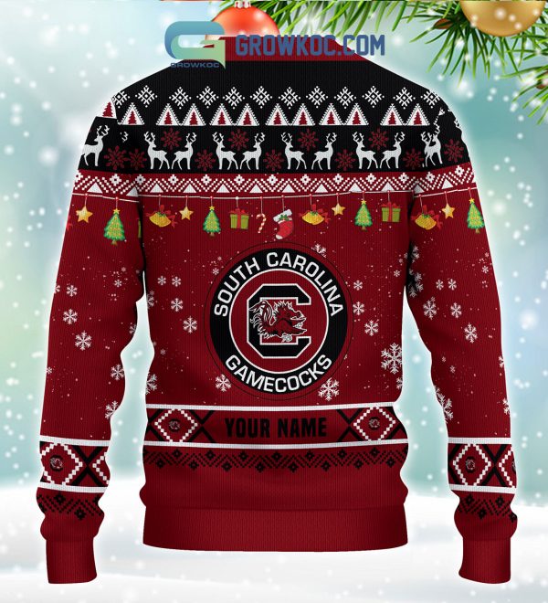 South Carolina Gamecocks NCAA Ho Ho Ho Snow Christmas Personalized Ugly Sweater