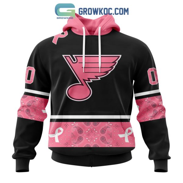 St. Louis Blues NHL Special Style Paisley In October We Wear Pink Breast Cancer Personalized Hoodie T Shirt